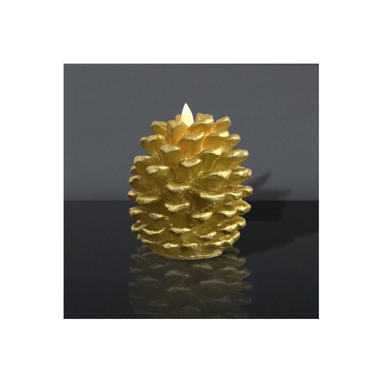 Hjælp historisk mineral Koglelys med bevægelig flamme 2. sortering guld glitter / glimmer stort  excl. batteri - LED lys, -kugler og - kæder - Elmely Design
